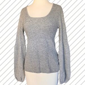 Victoria’s Secret PINK Grey Cashmere Blend Sweater with Balloon Sleeves
